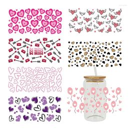 Window Stickers UV DTF Transfer Sticker Valentine's Day For The 16oz Libbey Glasses Wraps Bottles Cup Can DIY Waterproof Custom Decals D8332