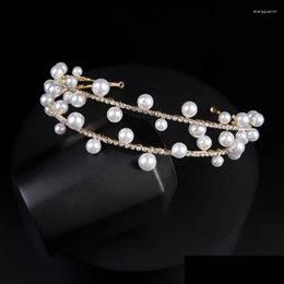 Hair Clips Barrettes Rhinestone Pearl Handmade Band Female Bride Headdress Hoop With Makeup Styling Accessories. Drop Delivery Jewellery Otb06