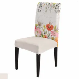 Chair Covers Spring Tulip Flowers Leaves Cover Set Kitchen Stretch Spandex Seat Slipcover Home Dining Room