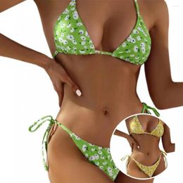 Women's Swimwear Halter Neck 2 Pcs/Set Exposed Women Swimsuit Beachwear Bathing Suit Thong For Vacation