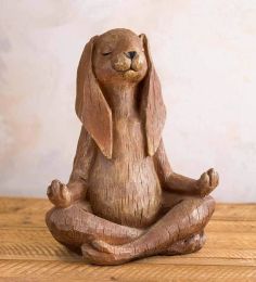 Sculptures Meditating Zen Animal Sculpture Buddhism Yoga Gesture Rabbit Statue Bonsai Fountain Ornament Casual Parlour Garden Decor