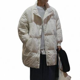 winter lovers bat sleeve loose versi of down jacket with lg standing collar white duck down coat size XL A8VU#