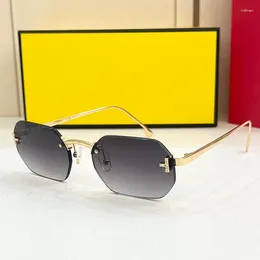 Sunglasses 2024 4075 Polygon Rimless FE Designer Brand Geometry Uv400 Ladies Fashion Outdoor Luxury Glasses For Men Driving