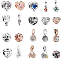 S925 Sterling Silver DIY Necklaces Bracelets Pendant Charms Beads P Brand Sweet Love Heart Designer Jewelry Accessories for Girls 300x