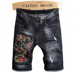 high Quality Men's Hole Denim Shorts Summer New Fi Casual Slim Fit Ripped Retro Short Jeans Male Brand Classic Pants k6vy#