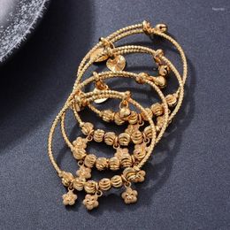 Bangle 4pcs lot 24k Gold Women Dubai Bride Wedding Ethiopian Bracelet Africa Arab Jewellery Charm Girls India Gifts226M