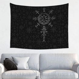 Tapestries Lucky Charm Viking Compass Vegvisir Tapestry Home Decor Custom Hippie Wall Hanging Vikings Valhalla For Bedroom