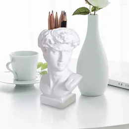 Vases Pen Holder Holders Nordic Decor Storage Bucket Minimalist Vase Unique Resin Statue David Succulent Gift