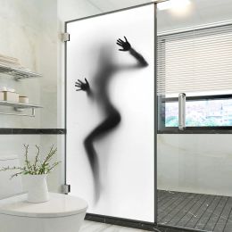 Stickers New 3D Sexy Shadow Door Stickers Wall Mural Glass Doors Bathroom Wallpapers Stickers Vinyl Removable Home Room Decoration