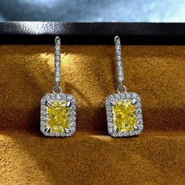 Stud Earrings Women Sparkly Luxury White Gold Plated 925 Sterling Silver 8a Cubic Zirconia Party Wedding Drop Fine Jewellery