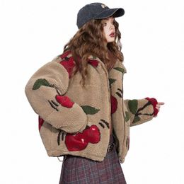 elfsack Cherry Thicken Cott Jackets Women 2023 Winter New Short Outwears u29x#