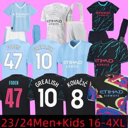 Soccer Jerseys HAALAND 23 24 DE BRUYNE PHILLIPS MANS CITIES GREALISH FERRAN MAHREZ FODEN BERNARDO JOAO CANCELO Z RODRIGO Football Shirt Men Kids Kit Sets Uniforms