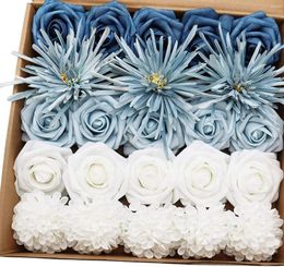 Decorative Flowers Mefier Home Artificial Dusty Blue Combo Wedding For DIY Bouquets Centrepieces Floral Arrangements