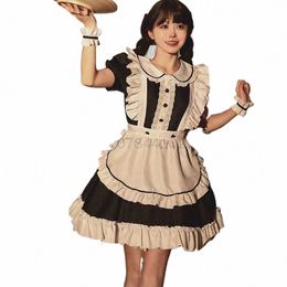 women Lovely Maid Cosplay Costume Short Sleeve Retro Maid Lolita Dr Cute Japanese French Outfit Cosplay Costume Plus Size 5XL V5Uo#