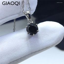 Pendants GIAOQI Original 925 Silver Diamond Past Round Brilliant Cut 1 Black Moissanite Pendant Necklace Fo Women