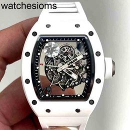 RicharsMill watch Rakish Mechanical cool Wrist watches TV Factory rms055 Mens Business Leisure Multifunctional White Ceramic Tape On0 2024 Luxury Style