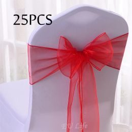 Sashes Pack of 25 pieces Sheer Organza Chair Sashes Bows Tie 18x275cm Wedding Party Event Ceremony Chair Decoration Chair
