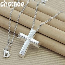 Pendants SHSTONE 925 Sterling Silver Cross Pendant Necklace For Women 16-30 Inch Chain Engagement Wedding Gift Fashion Charm Fine Jewellery