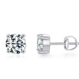 Wholesale Vvs Diamond Earring Factory Price 925 Sterling Silver Round Brilliant Cut 0.5-1ct Moissanite Stud Earrings Men Women