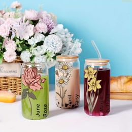 1pc, 12pcs Personalized Glass Tumbler Bridesmaid Proposal Gifts Her - Perfect for Christmas, Halloween, Weddings, and Birth Month Flower Decoration
