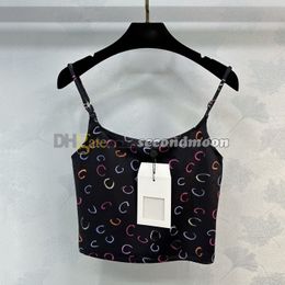 Colorful Letters Print Vest Women Summer Sling Top Quick Drying Yoga Tops Sexy Sport T Shirts