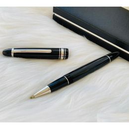 Ballpoint Pens Wholesale Giftpen High Quality 149 Luxury Sier Gold Rosegold Clip Black Resin Ink Pen For Writing8791066 Drop Delivery Oti3P