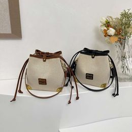 Stores Export Designer Shoulder Bags Korean Canvas Bucket Bag 2024 New Trendy and Small Form Design Contrast Color Shoulder Versatile Forest Crossbody for Women