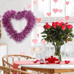 Decorative Flowers 30cm Wall Hanging Heart Wreath Creative Heart-Shaped Garland PET Pendants Couple Valentine Gift