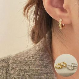 Hoop Earrings 925 Sterling Silver Zircon Geometric Earring For Women Girl Simple Irregular Twisted Design Jewellery Party Gift Drop