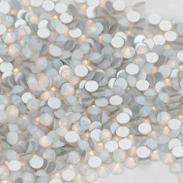 Brushes Highquality Ss3ss34 White Opal Flatback Glass Glue on Rhinestones Nonhotfix Crystal Stones for Nail Art Garment Fabric Decor