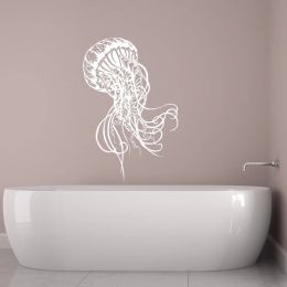 Stickers Jellyfish Wall Sticker Sea Ocean Theme Bathrroom Decoration Sea Animal Jellyfish Vinyl Wall Decals Removable Wall Mural AZ808