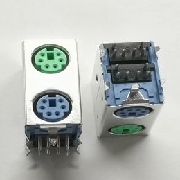 20Pcs/Lot Dual Terminal Jack/Socket Female Connector Double PS2 6Pin 90-Degrees