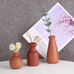 Vases 1pc Nordic Minimalism Wooden Vase For Plants Solid Wood Flower Pot Arrangement Tabletop Home Ornaments