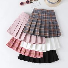 Sommarflickor veckade kjol mode all-purpose stil kort klänning barn college stil casual all-match plaid miniskirts 240325