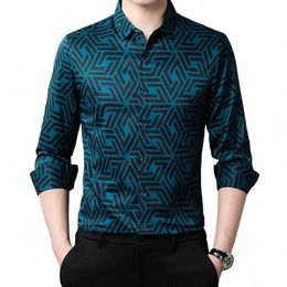 autumn Lg Sleeved Shirt for Men Busin Casual Lg Sleeved Plaid Shirt for Men k2aS#