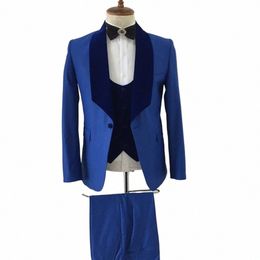 boyfriend Wedding Men's Suit Royal Blue Blazer Sets Slim Fit Formal Dinner Custome Size Tuxedo Homme 3 PiecesJacket+Pants+Vest Z9c0#