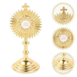 Candle Holders Crucifix Figurine Cross Ornament Dining Table Centrepieces Tabletop Metal Decoration