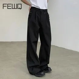 Men's Pants FEWQ Metal Design Suit Straight Wide Leg Men Loose Casual 2024 Spring Korean Fashion Male Trousers 9C5073