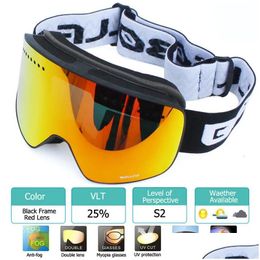 Ski Goggles With Magnetic Double Layer Polarised Lens Skiing Anti-Fog Uv400 Snowboard Men Women Glasses Eyewear Drop Delivery Sports O Otuyy