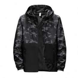 fi Men's Camoue Hooded Windproof Jacket Zipper SoftShell Waterproof Windbreaker Coat Casual Hiking Sport Outdoor Wear p8i8#