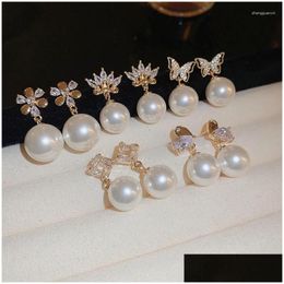 Dangle Chandelier Earrings 2024 Korean Exquisite Heart Crystal Senior Drop Luxury Fashion Pearl Butterfly Women Jewellery Girls Delivery Otjk0