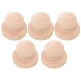 Storage Bottles 5 Pcs Wooden Seal DIY Stamp Vintage Drawer Pulls Flower Pressing Kit Decorative