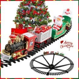 Miniatures Christmas Train Electric Train Set For Christmas Tree Track Car Christmas Decoration Trains Noel Gift Round Rail Train Carousel