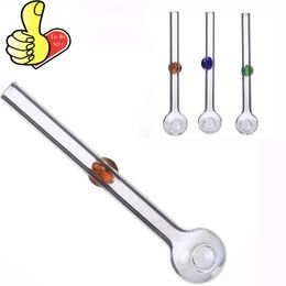 Thick Colourful Smoking Tube Pipes mini 4inch Pyrex Glass Oil Burner Pipe Nail Burning with Balancer Dot Feet for Bubblers Hookahs shisha Dab Rig