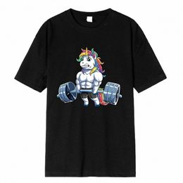 funny Gym Unicorn Fitn Bodybuilding Crewneck T Shirt Men Casual Short Sleeve Tees Tops Dropship p07l#