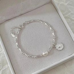 Link Bracelets 925 Sterling Silver Pearls Bamboo Knots Bracelet For Women Girl Simple Korean Jewelry Birthday Gift Drop
