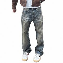 harajuku Streetwear Wed Dirty Baggy Blue Jeans for Men and Women Straight Vintage Casual Denim Trousers Ropa Hombre Cargos 26af#