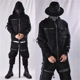 Men's Hoodies Sweatshirts Guochao Dark Ninja clothes multi-pocket functional Hoodie mens loose zipper jacket tactical hoodie 24328
