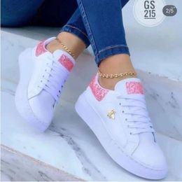 Casual Shoes Leather 2024 Butterfly Decoration Round Toe Lace Up Women Vulcanised Fashion Non-slip Thick Sole Sneakers