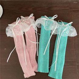 Women Socks For Girl Bow Female Hosiery Knitted Lace Leg Warm Warmers Foot Cover Knee